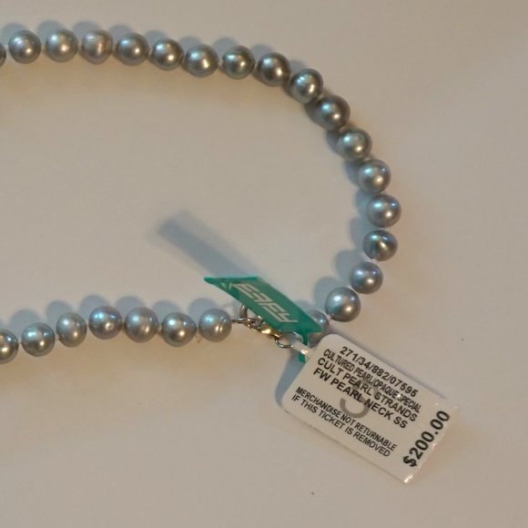 NWT EFFY Gray Freshwater Pearl Necklace Silver clasp - Picture 7 of 8